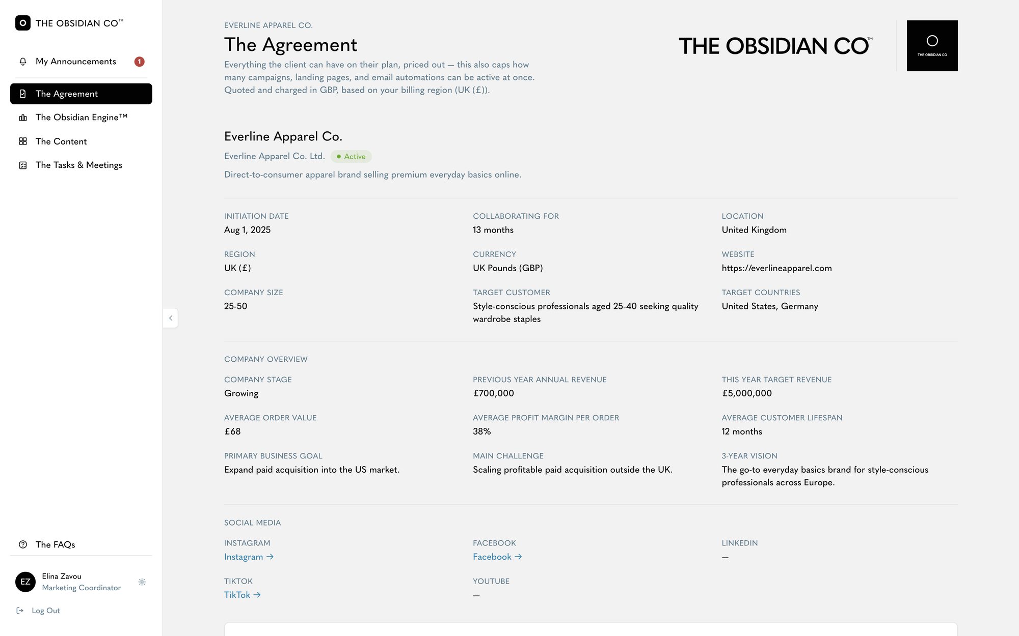 The Agreement in The Obsidian Portal