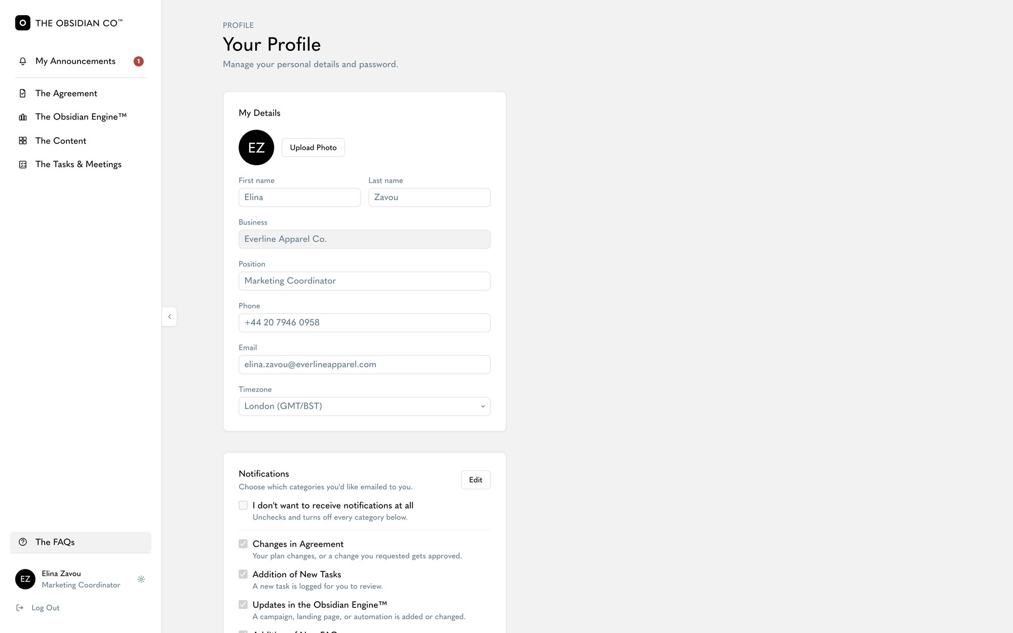 Your Profile in The Obsidian Portal